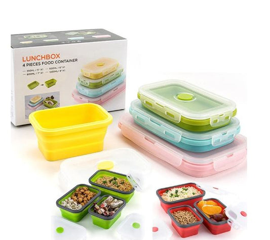 4x Foldable silicone boxes - Food storage